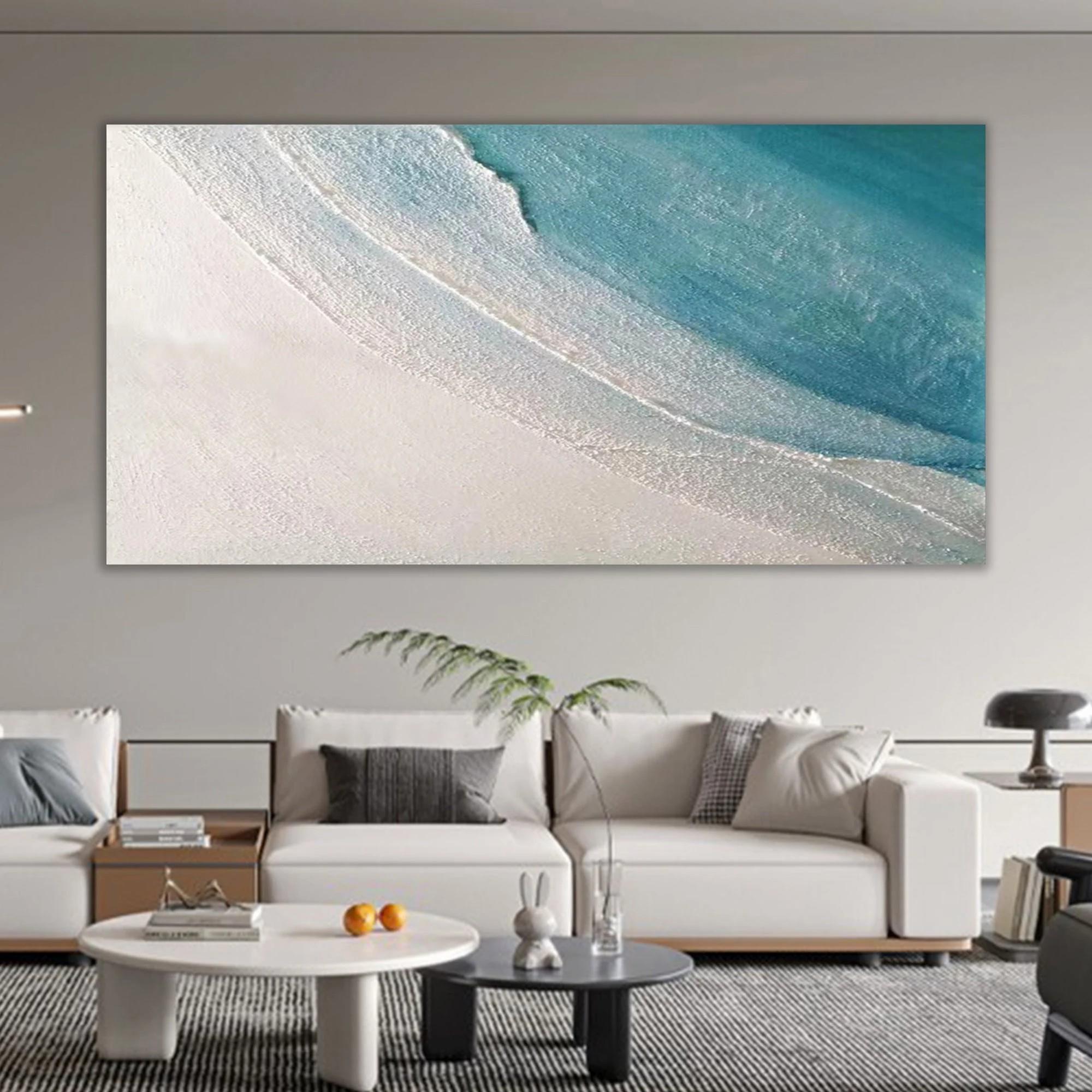 Blaue abstrakte Meereswandkunst Minimalismusbeschaffenheit Ölgemälde